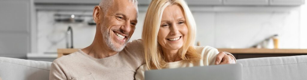 Happy couple shopping online